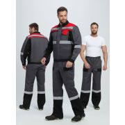 Костюм Виват-1 Премиум IMP (тк.Смесовая, 240) брюки, т.серый/черный/красный