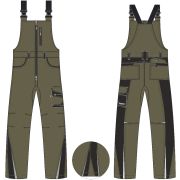 Полукомбинезон ProfLineLeader (тк.Хлопок/Спандекс,260), хаки/черный