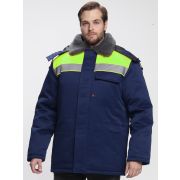 Куртка зимняя Бригада NEW (тк.Смесовая,210), т.синий/лимонный