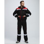 Костюм Титан-2 СОП с капюшоном CH (тк.Смесовая,210) п/к, черный/красный