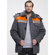 Куртка зимняя Бригада NEW (тк.Смесовая,210), т.серый/оранжевый