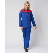 Костюм женский Передовик NEW (тк.Смесовая,210) брюки, васильковый/красный